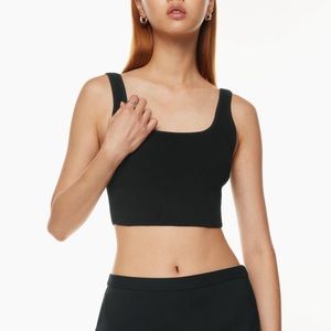 Aritzia Babaton Sculpt Knit Squareneck Cropped Tank Black Size XS